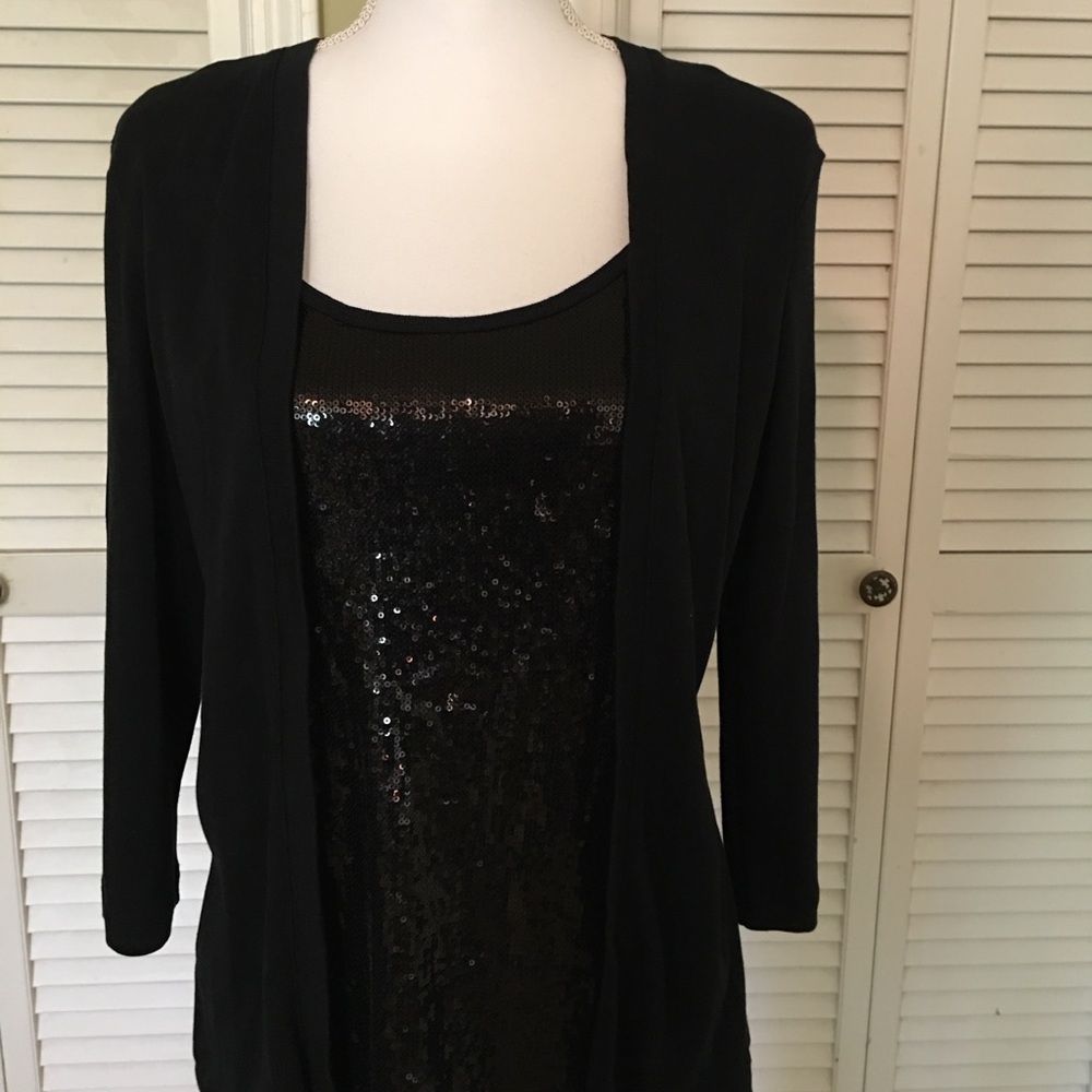 Rafaella classy black Sequened Top (one piece, looks like sweater set)